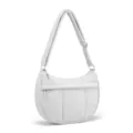Mini quilted nylon crescent shoulder bag with adjustable strap for women casual daily wear. - Light Gray