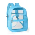 Clear PVC backpack with reinforced straps and large capacity for daily use, school or travel. - Sky Blue