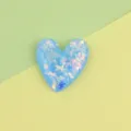 Blue glitter heart resin cabochon DIY craft accessory for mobile phone case decoration - Sky Blue