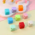 Colorful acrylic cube beads with diagonal holes, ideal for DIY jewelry, phone chains and necklaces. - Random Mixed Colors