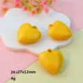 Yellow puffy heart charms pendant 24x27mm DIY necklace keychain jewelry making parts - 27mm Yellow