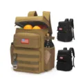 Tactical cooler backpack large capacity insulated picnic bag with bottle opener and flag patch - 30*48*16CM / Brown