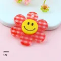 Ciondolo fiore quadri rossi viso smiley acrilico accessorio creazione gioielli 30mm - Stile A Quadri Rossi da 3 cm