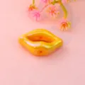 Glossy iridescent lip shaped acrylic loose beads for DIY jewelry making accessories and crafts. - Yellow