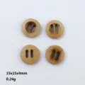 Camellia wood round buttons, vintage wooden clothing accessories for shirts and jackets 15mm. - Style 3