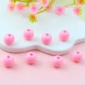 Pink acrylic round beads detail, ideal for DIY jewelry making and beautiful spacer design. - 8mm / Pink