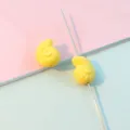 Close-up detail shot of yellow conch shaped acrylic beads on pin for DIY jewelry making accessories. - 12x15mm (1.9mm Hole) / Yellow