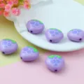 Cuentas acrilicas de corazon morado con uva agujero recto accesorios de manualidades DIY. - Uvas Moradas