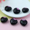 Cuentas sueltas de acrílico corazón fresa negra para cadena de teléfono y joyería - Fresa Negro