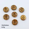 Botones redondos de madera de camelia con clásico patrón de cuadros 15x15x4mm accesorios de costura. - Estilo 6