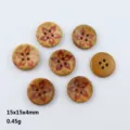 Botones de costura de madera 15x15mm redondos 4 agujeros estampados florales vintage - Estilo 7