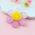 Ciondolo girasole acrilico rosa glitter, charm accessorio gioielli fai da te con viso sorridente. - Stile Rosa Sfumato da 3 cm