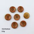 Botones de madera redondos con patrón impreso vintage y cuatro agujeros, tamaño 15x15x4mm. - Estilo 10