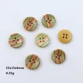 Detailed view of colorful striped wooden buttons, 15x15x4mm, smooth finish for garments. - Style 8