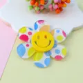 Colorful double layer acrylic sunflower smiley face pendant DIY jewelry making accessory charm - 48mm / Round Colorful