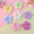 Flocked hollow five-petal flower beads, pastel DIY jewelry making accessories for cute crafts. - Random Mixed Colors