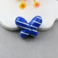 Large blue striped butterfly loose beads for DIY phone chains, jewelry making, and bag accessories. - Sapphire Blue