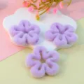 Close-up of light purple flocked five-petal flower loose beads, acrylic DIY jewelry making material. - Light Purple