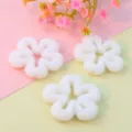White flocked hollow five petal flower beads, acrylic loose beads for DIY jewelry making. - White