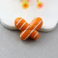 Large painted striped fat butterfly loose bead detail, perfect for DIY chain making. - Orange