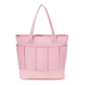 Pink expandable tote bag detail, featuring multi pockets and large capacity for travel. - Pink