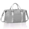 Large capacity grey travel duffel bag waterproof gym bag for women short trip weekend bag - Silver