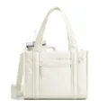 Off-white quilted tote bag with shoulder strap and front zipper pocket for daily commute style. - Off White