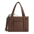 Brown quilted tote bag for women, large capacity stylish casual shoulder bag with strap. - Coffee