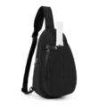 Black quilted sling backpack for sports racket, lightweight and stylish daily chest bag. - 15L / Black