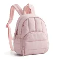Compact mini quilted backpack lightweight waterproof school bag detail view in pink color - Lotus Pink