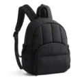 Black quilted mini backpack for women, lightweight waterproof casual school book bag daily use. - Black