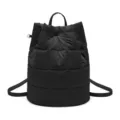 Zaino a secchiello trapuntato nero borsa da viaggio casual grande capacità borsa alla moda - Nero