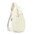 Detailed view of the elegant quilted sling racket bag strap and zipper craftsmanship. - 15L / Off White