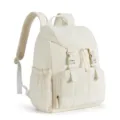 Quilted laptop backpack for women, lightweight waterproof travel bookbag with wide opening. - Off White