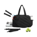 Black multi-functional sports tennis and pickleball tote bag with shoe compartment and straps. - 48*19*31CM / Black