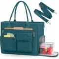 Large capacity teacher tote bag laptop bag women shoulder bag dark teal work commuting briefcase - Green
