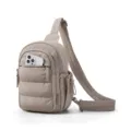 Quilted sling backpack for women, casual mini crossbody bag with phone pocket, khaki. - Brown