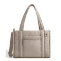 Large capacity casual tote bag, trendy commuter shoulder bag with stylish lightweight design. - Khaki