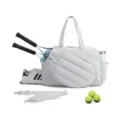 Waterproof quilted tennis and pickleball racket bag with shoe compartment and straps. - 48*19*31CM / Gray