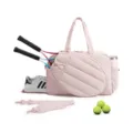 Pink waterproof tennis racket bag for badminton pickleball with shoe compartment and straps. - 48*19*31CM / Pink