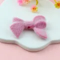Pink flocked bow bead, soft DIY crafting charm for handmade jewelry making and accessories. - Light Rose Red Bow