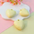 Medium size 27mm 3D heart-shaped painted pendant accessory for DIY necklace keychain. - 27mm Cream Yellow