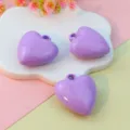 Purple heart shaped charm pendant 27mm 3d enamel heart DIY necklace keychain jewelry accessories - 27mm Light Purple