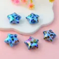 Blaue Sternperlen mit Leopardenmuster, UV galvanisiert glänzendes DIY Bastelzubehör. - Himmelblau