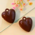 Large brown acrylic heart pendant charm for keychain bag decoration smooth love shaped accessory - 35mm / Brown