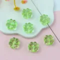 Transparent green four-leaf clover acrylic beads, detail shot of DIY jewelry making accessories. - 13mm / Transparent Light Green