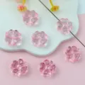 Pink four leaf clover acrylic loose beads faceted crystal spacer beads for DIY jewelry parts - 13mm / Transparent Pink