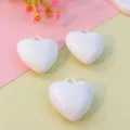 White 3D heart charm detail view, glossy finish for DIY jewelry making accessories. - 27mm White
