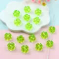 Transparent green clover loose beads acrylic diy charm bracelet necklace jewelry making parts - 11mm / Transparent Light Green