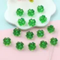 Green translucent four leaf clover acrylic loose beads for DIY handmade jewelry bracelets necklaces - 11mm / Transparent Deep Green